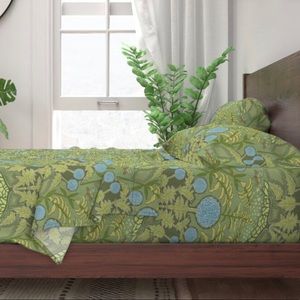 ⭐️Art Nouveau Green Flat Sheet🐝Spoonflower